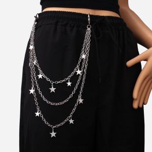 Versatile five-pointed star pendant chain trendy hip-hop men's and women's jeans waist chain fashion ins style accessories
