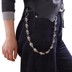 Hip Hop Personality Cut-out Skull Double Metal Pant Chain Men's Versatile Halloween