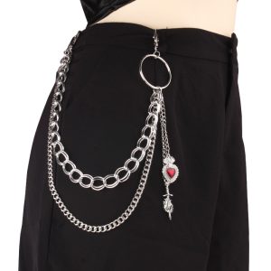 Halloween Red Heart Men's and Women's Pants Chain Decoration Hip Hop Versatile Pant Chain