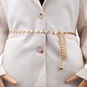 Minimalist Women's Metal Waist Chain Delicate openwork snake bone embellished metal with dress body chain