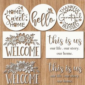 5 Pcs Welcome Template Set - Reusable DIY Letter Art Template for Furniture Decoration Drawing Stencils