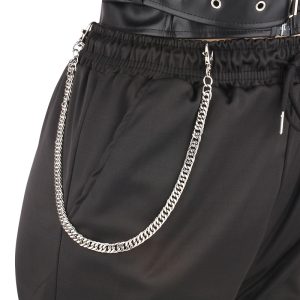 Halloween, hip-hop, punk, personality trend, dark trouser chain, simple metal chain